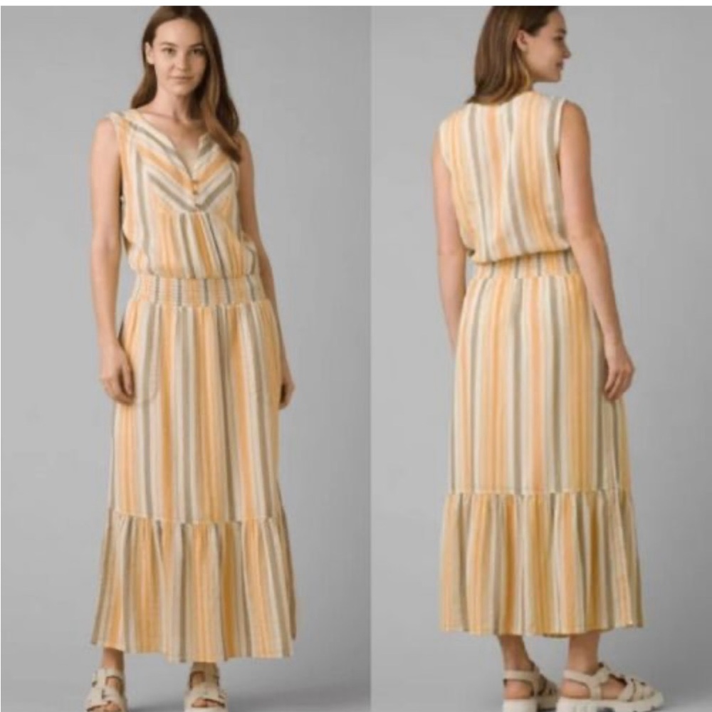 Prana yellow gold and other colors sleeveless elastic waist with pockets maxi